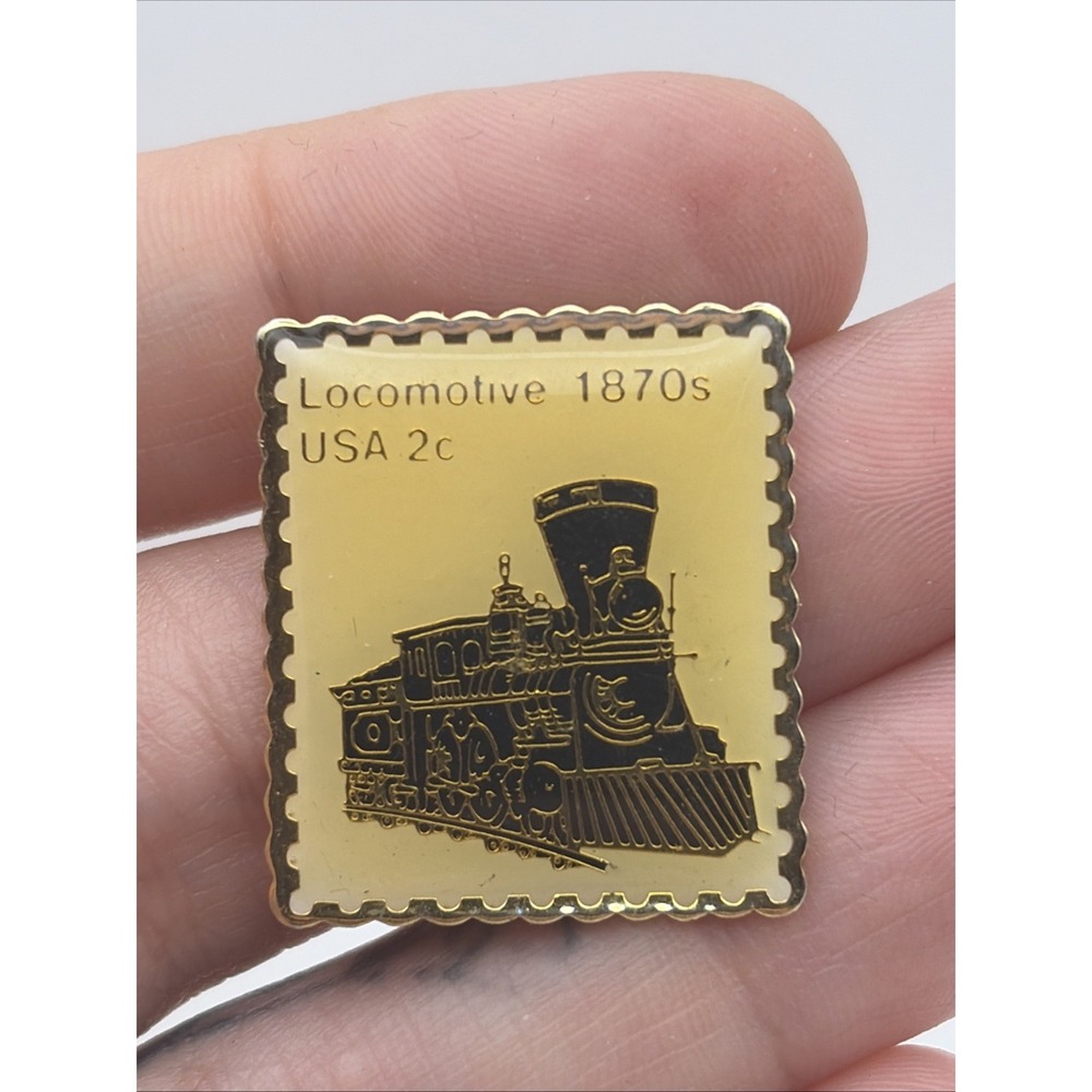 USPS United States Postal Service Stamp Locomotive 1870s Train Lapel Hat Pin